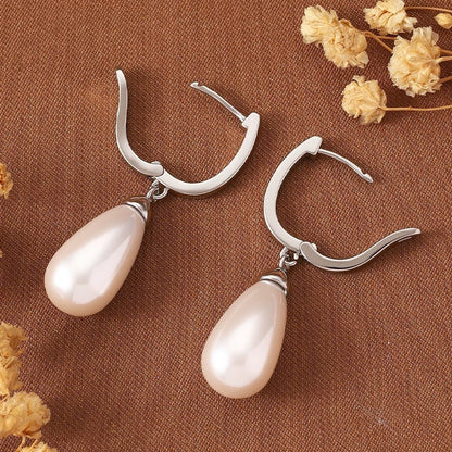 Water Droplets Earrings For Women Featuring Freshwater Pearl Inlay And Electroplated Copper Studs