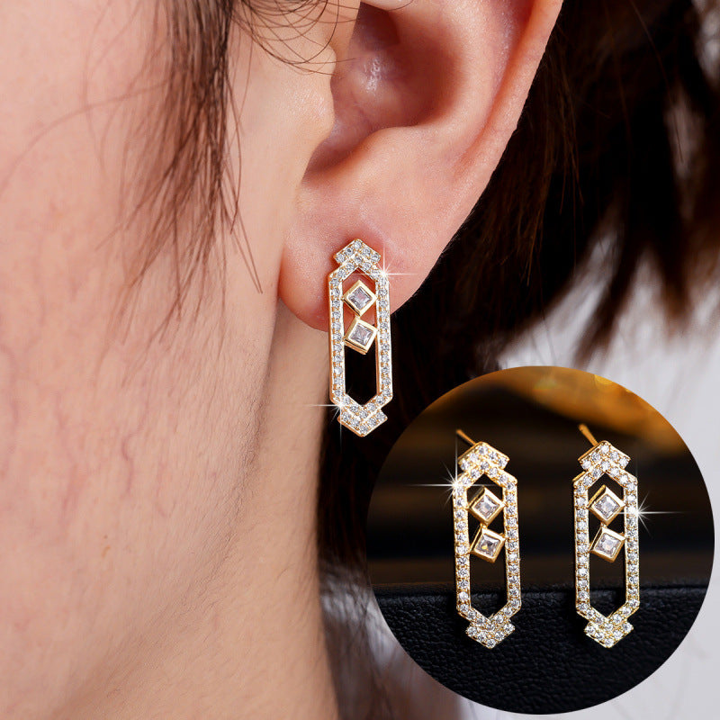 Square Jewelry Set For Women In Brass With Electroplated Gold Plating And Zircon Inlay, Featuring Micro Super Whisper Thin Chain