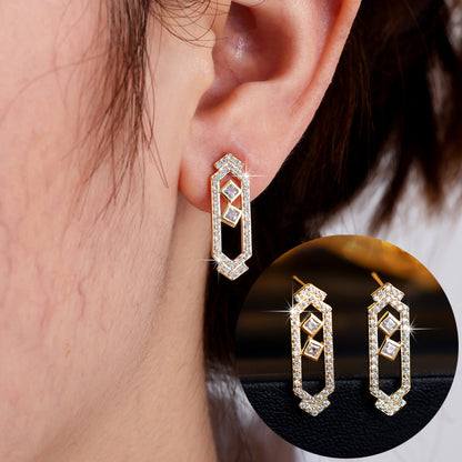 Square Jewelry Set For Women In Brass With Electroplated Gold Plating And Zircon Inlay, Featuring Micro Super Whisper Thin Chain