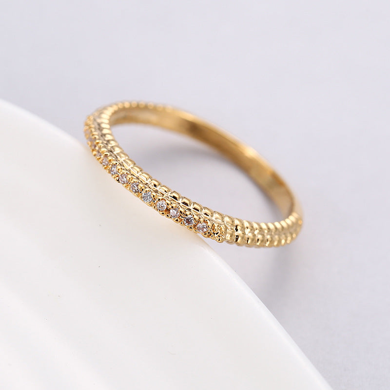 Geometric Copper Ring For Women With Electroplated Gold Plating, Stylish And Elegant Jewelry
