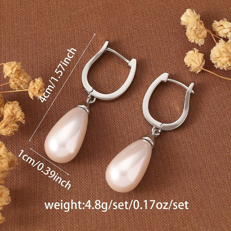 Water Droplets Earrings For Women Featuring Freshwater Pearl Inlay And Electroplated Copper Studs