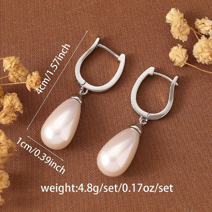 Water Droplets Earrings For Women Featuring Freshwater Pearl Inlay And Electroplated Copper Studs