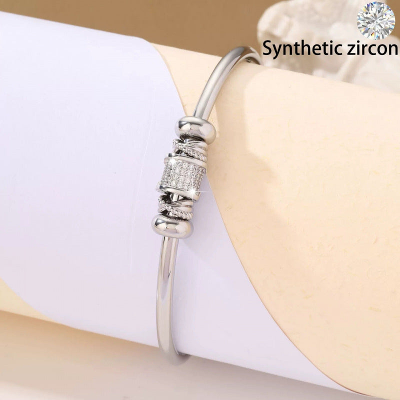 Women’s Circle Bangle Featuring Electroplated Copper With Zircon Inlay For Elegant Style