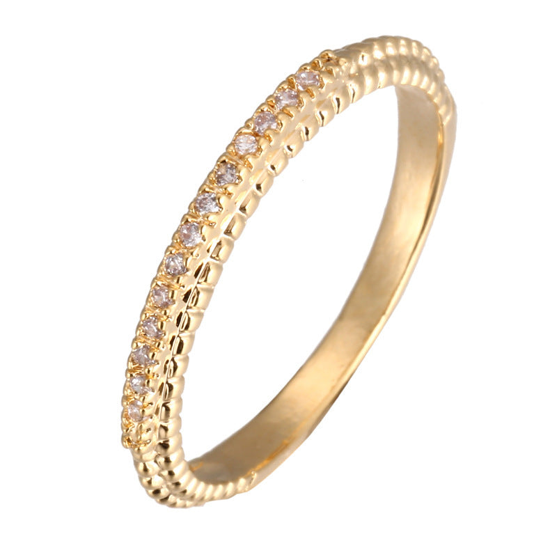 Geometric Copper Ring For Women With Electroplated Gold Plating, Stylish And Elegant Jewelry