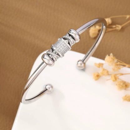 Women’s Circle Bangle Featuring Electroplated Copper With Zircon Inlay For Elegant Style