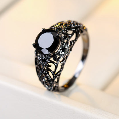 Geometric Copper Ring For Women With Zircon Inlay, Stylish And Elegant Design