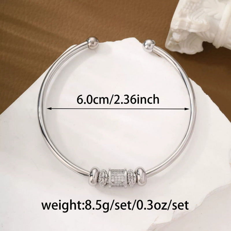 Women’s Circle Bangle Featuring Electroplated Copper With Zircon Inlay For Elegant Style
