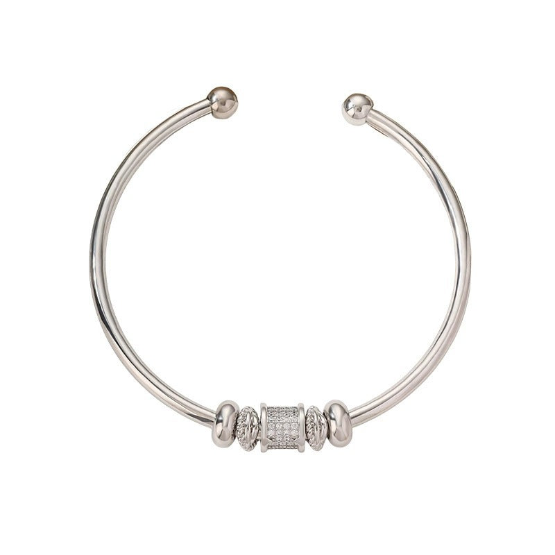 Women’s Circle Bangle Featuring Electroplated Copper With Zircon Inlay For Elegant Style