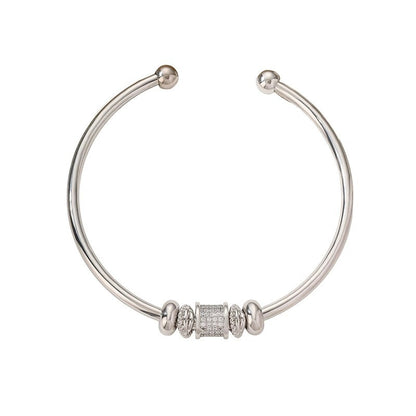 Women’s Circle Bangle Featuring Electroplated Copper With Zircon Inlay For Elegant Style