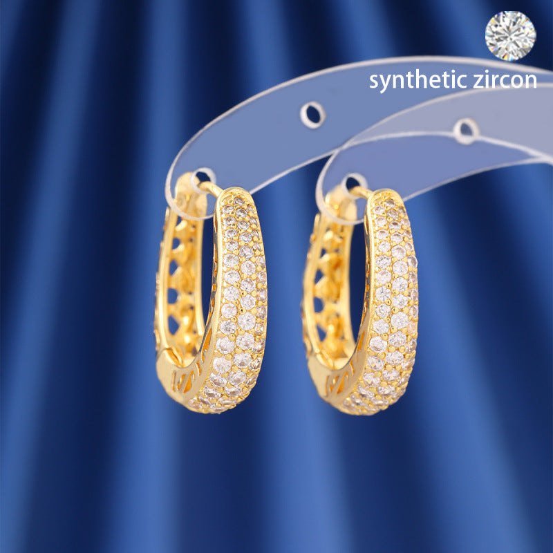 For Women Stud Earrings Made Of Copper With Electroplated Finish Featuring Zircon Inlay