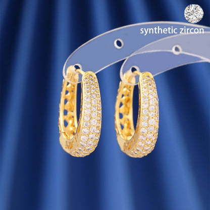 For Women Stud Earrings Made Of Copper With Electroplated Finish Featuring Zircon Inlay