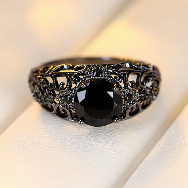 Geometric Copper Ring For Women With Zircon Inlay, Stylish And Elegant Design