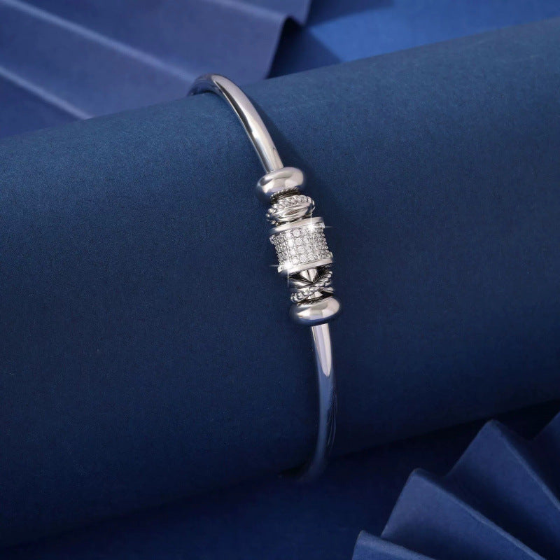 Women’s Circle Bangle Featuring Electroplated Copper With Zircon Inlay For Elegant Style