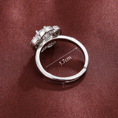 Simple Style Flowers Open Ring For Women In Electroplated Copper With Zircon Inlay