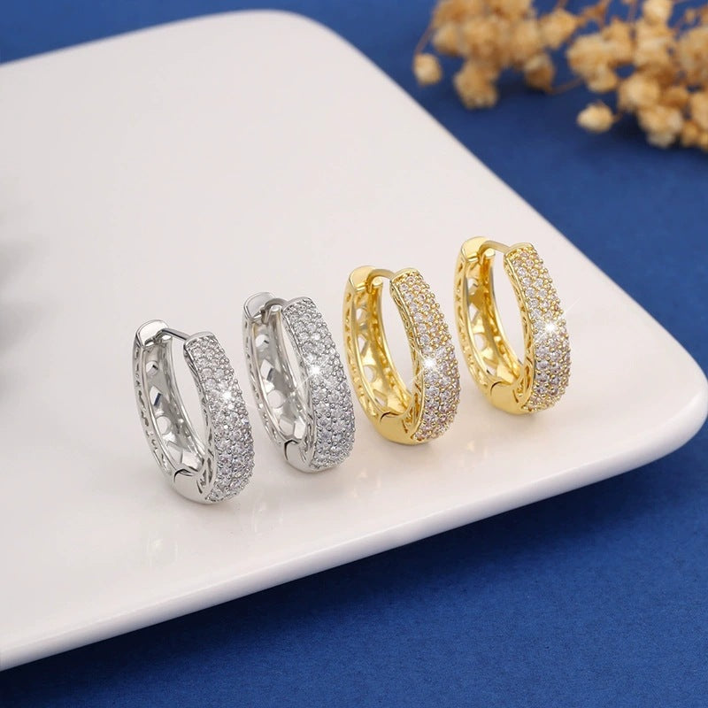 For Women Stud Earrings Made Of Copper With Electroplated Finish Featuring Zircon Inlay