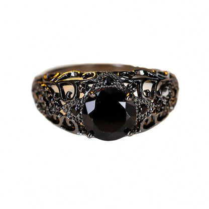Geometric Copper Ring For Women With Zircon Inlay, Stylish And Elegant Design