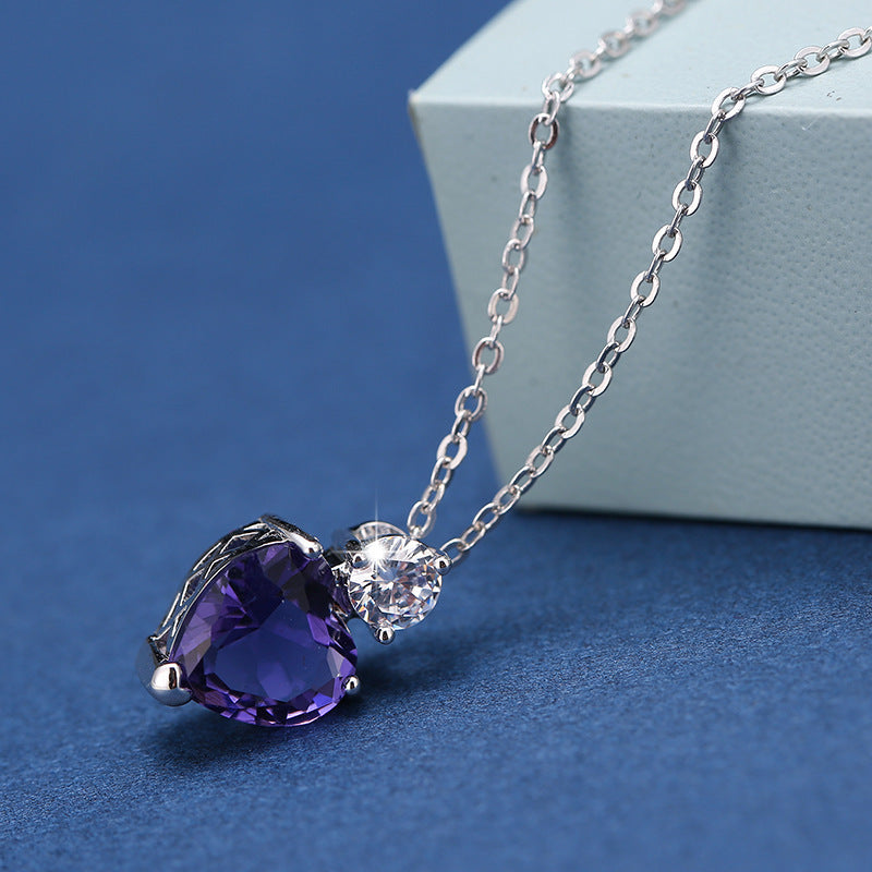 Ocean Purple Necklace With Copper Pendant And February Birthstone Amethyst On Snake Chain