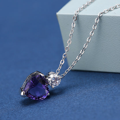 Ocean Purple Necklace With Copper Pendant And February Birthstone Amethyst On Snake Chain