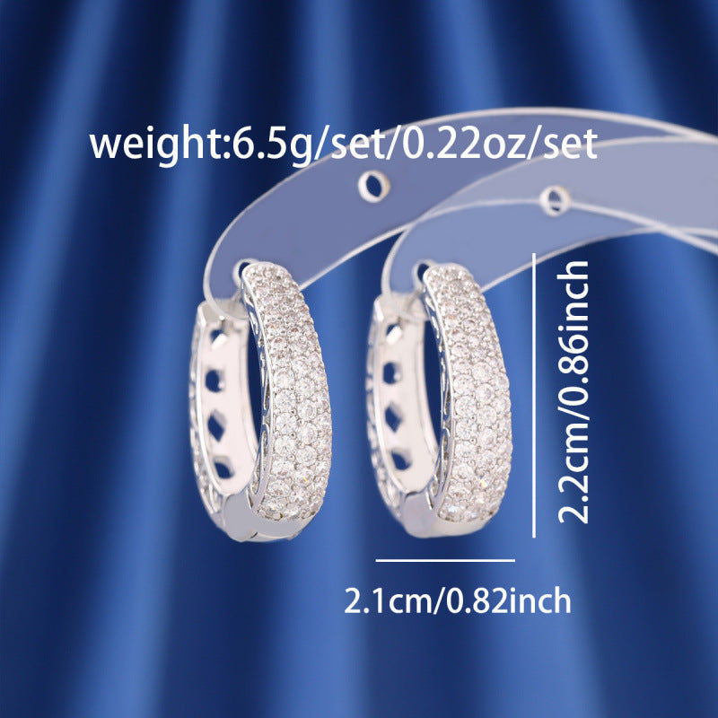 For Women Stud Earrings Made Of Copper With Electroplated Finish Featuring Zircon Inlay