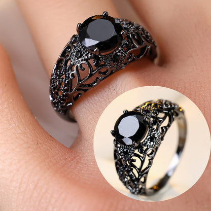 Geometric Copper Ring For Women With Zircon Inlay, Stylish And Elegant Design