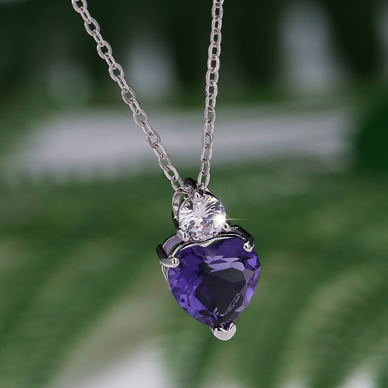 Ocean Purple Necklace With Copper Pendant And February Birthstone Amethyst On Snake Chain