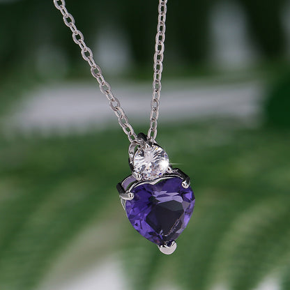 Ocean Purple Necklace With Copper Pendant And February Birthstone Amethyst On Snake Chain