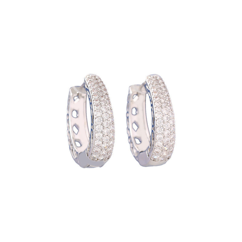 For Women Stud Earrings Made Of Copper With Electroplated Finish Featuring Zircon Inlay