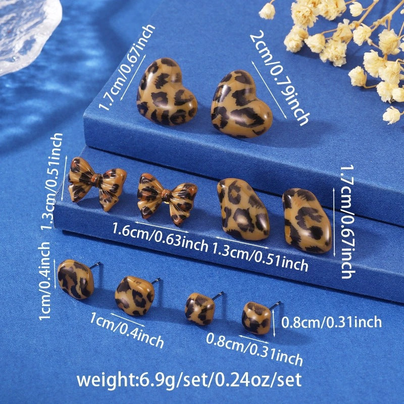 Leopard Print Stud Earrings For Women Featuring Copper Ear Pins In Stylish Animal Pattern