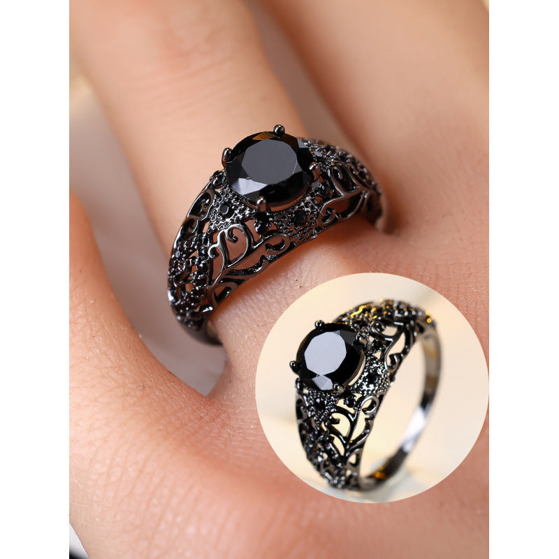 Geometric Copper Ring For Women With Zircon Inlay, Stylish And Elegant Design