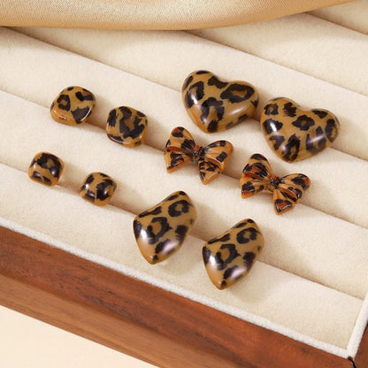 Leopard Print Stud Earrings For Women Featuring Copper Ear Pins In Stylish Animal Pattern