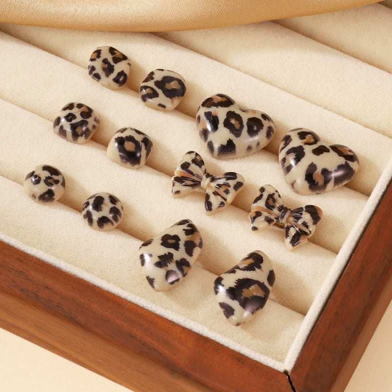 Leopard Print Stud Earrings For Women Featuring Copper Ear Pins In Stylish Animal Pattern