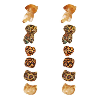Leopard Print Stud Earrings For Women Featuring Copper Ear Pins In Stylish Animal Pattern