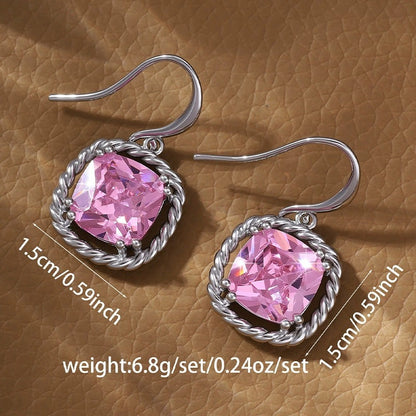 Twist Earrings For Women Featuring Copper Studs With Multicolor Crystal Inlay, 1 Set