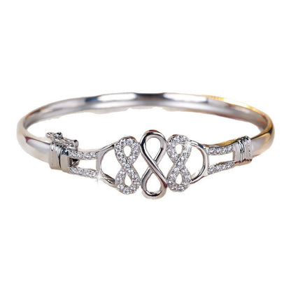 Elaborate Infinity Bangle For Women In Retro Style Featuring Electroplated Copper With Zircon Inlay