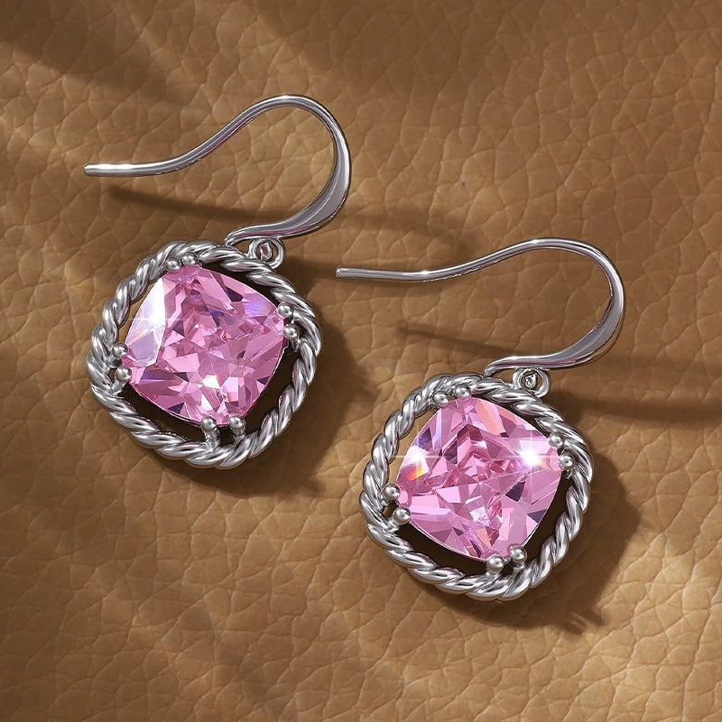 Twist Earrings For Women Featuring Copper Studs With Multicolor Crystal Inlay, 1 Set