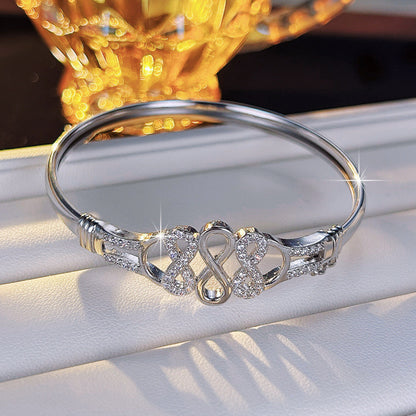 Elaborate Infinity Bangle For Women In Retro Style Featuring Electroplated Copper With Zircon Inlay