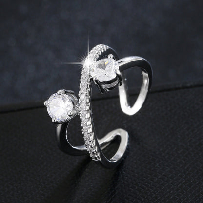 Simple Style Geometric Rings For Women In Electroplated Copper With Zircon Inlay