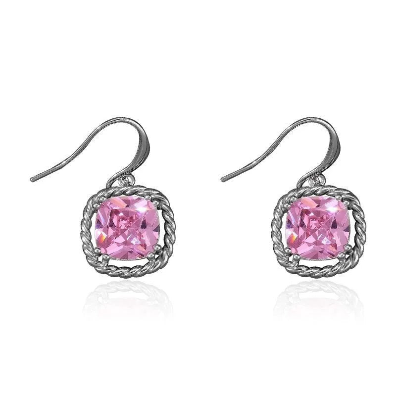 Twist Earrings For Women Featuring Copper Studs With Multicolor Crystal Inlay, 1 Set