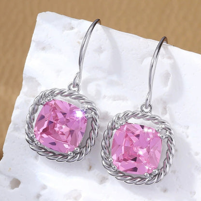 Twist Earrings For Women Featuring Copper Studs With Multicolor Crystal Inlay, 1 Set