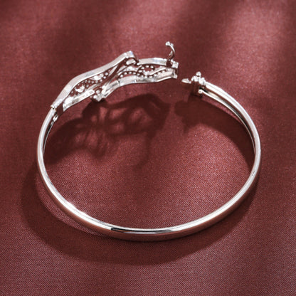 Elegant Heart Shape Copper Bangle With Zircon Inlay, Electroplated Gold Plating Process