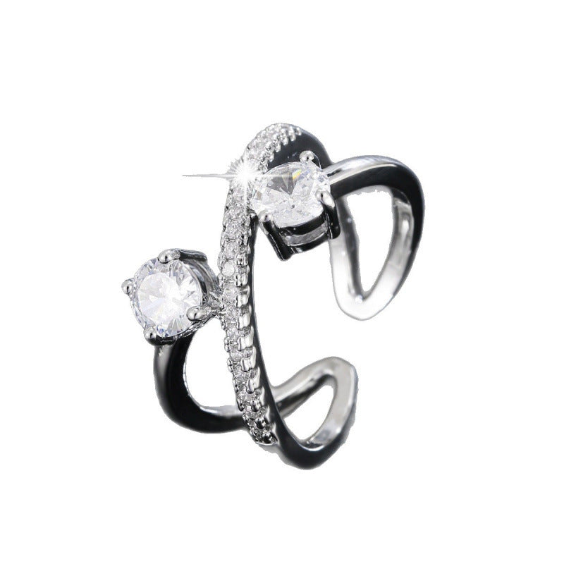 Simple Style Geometric Rings For Women In Electroplated Copper With Zircon Inlay