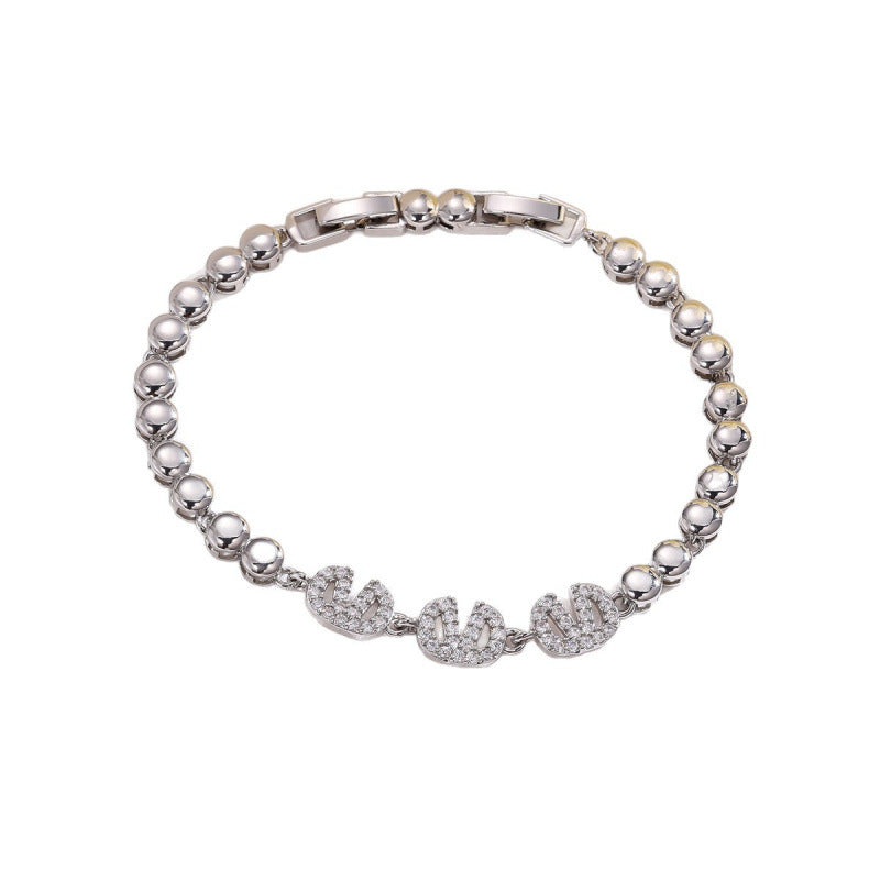 Luxurious Geometric Copper Bracelet For Women With Electroplated Gold Plating And Zircon Inlay