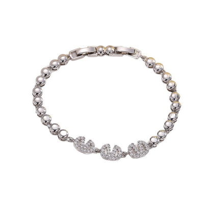 Luxurious Geometric Copper Bracelet For Women With Electroplated Gold Plating And Zircon Inlay