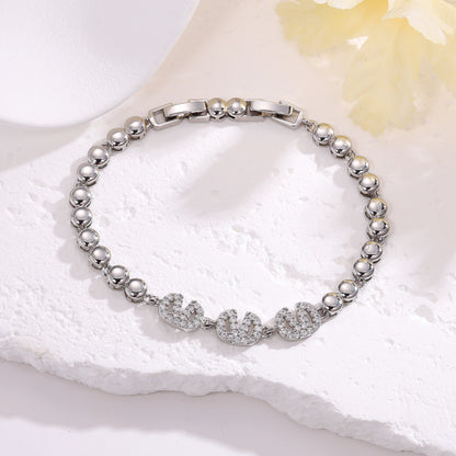 Luxurious Geometric Copper Bracelet For Women With Electroplated Gold Plating And Zircon Inlay