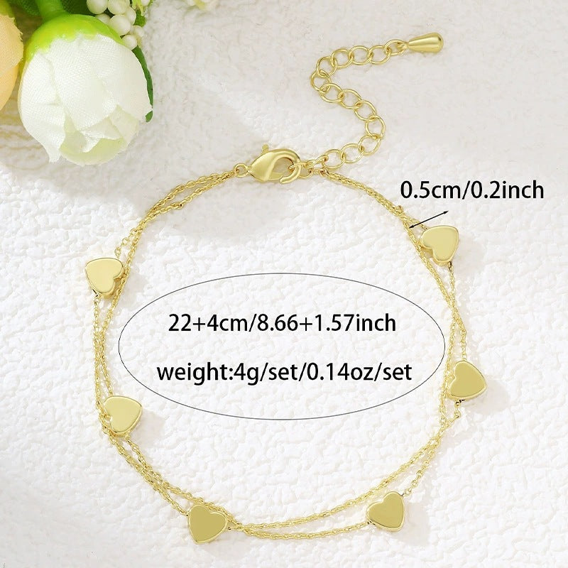 Retro Heart Shape Copper Tassel Bracelet For Women, Stylish And Elegant Accessory