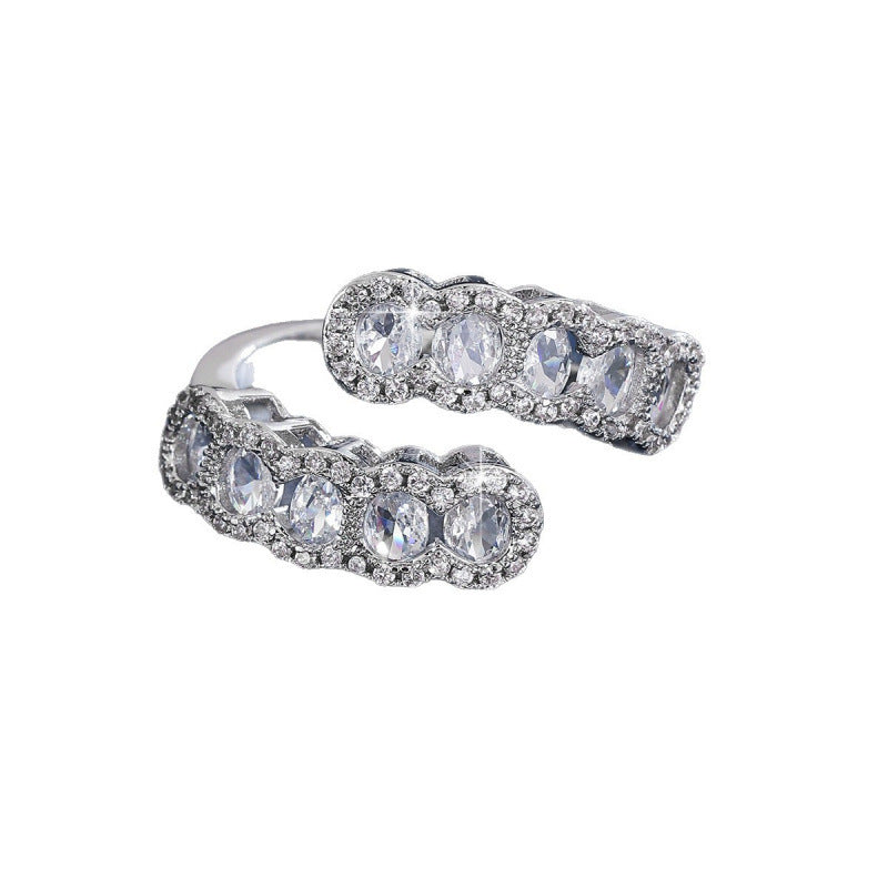 Geometric Open Rings For Women In Copper With Zircon Inlay, Available In Gold