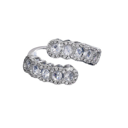 Geometric Open Rings For Women In Copper With Zircon Inlay, Available In Gold