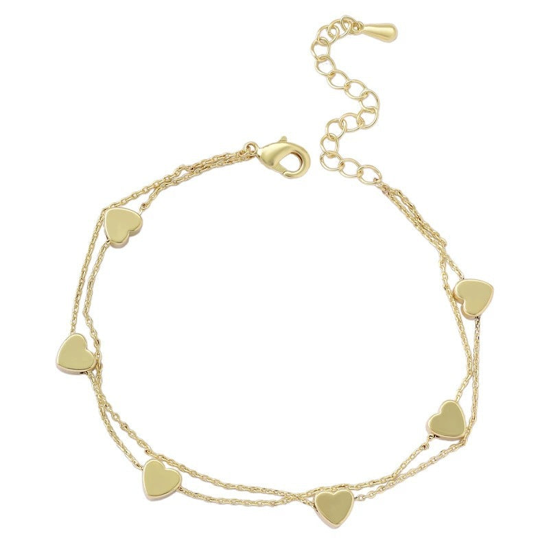Retro Heart Shape Copper Tassel Bracelet For Women, Stylish And Elegant Accessory