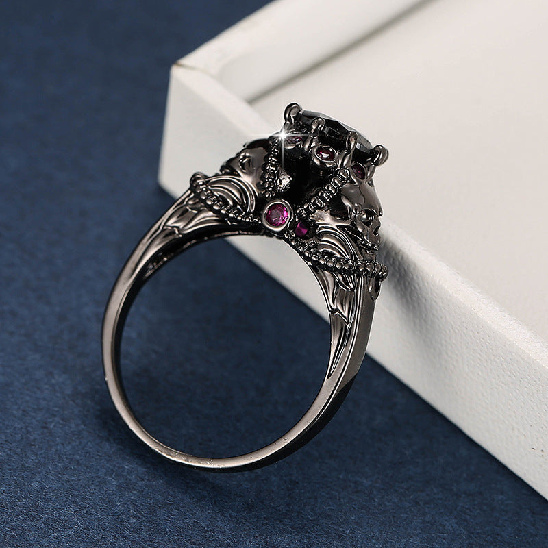 Luxurious Skull Ring For Women In Electroplated Copper With Zircon Inlay