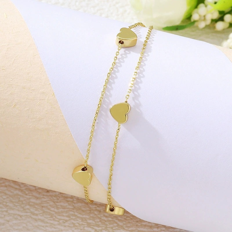 Retro Heart Shape Copper Tassel Bracelet For Women, Stylish And Elegant Accessory